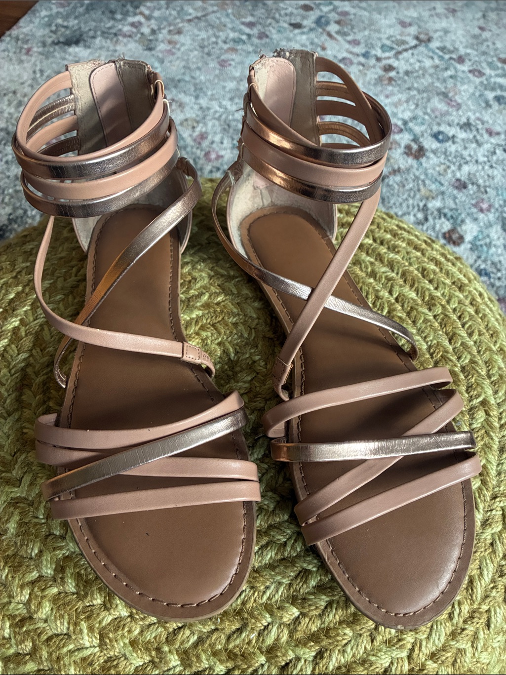Women’s Neutral Pink And Metallic Strappy Sandals